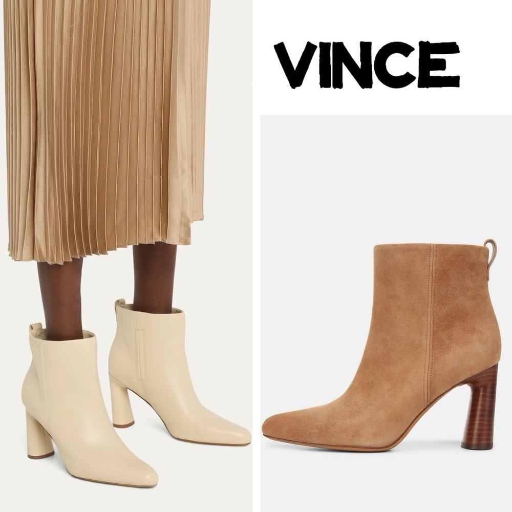 Vince Hillside Women's Ankle Boots Booties Tan Brown Suede High Heel US 10 EU 41